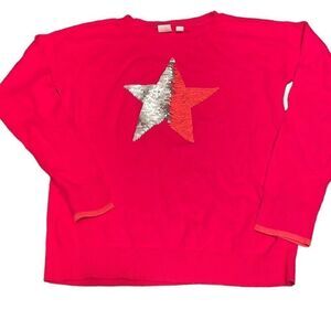 EUC Gap Kids Pink Fuchsia Sequin Flip Star Sweater - Large